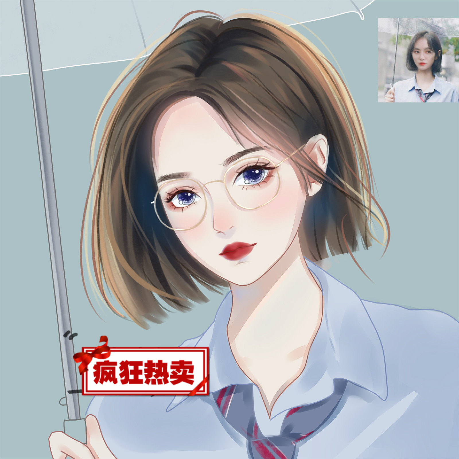 微信头像定制手绘头像定制原创水晶风画师约稿漫画卡通设计情侣照片