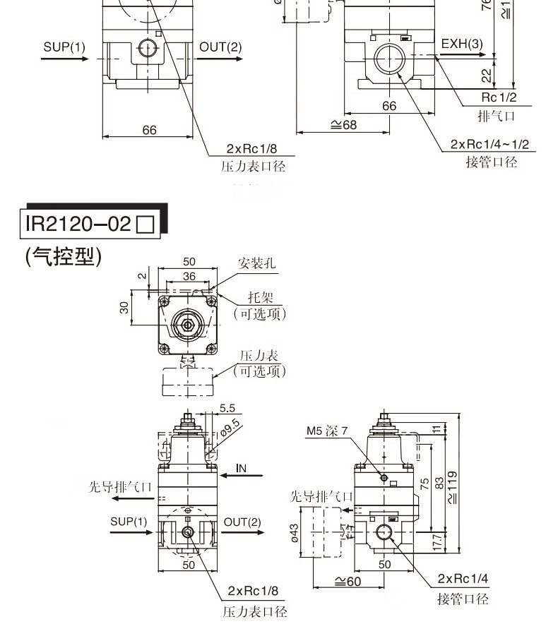 精密调压阀压力气压调节阀空气调气减压稳压气体气动流量可调式 ir