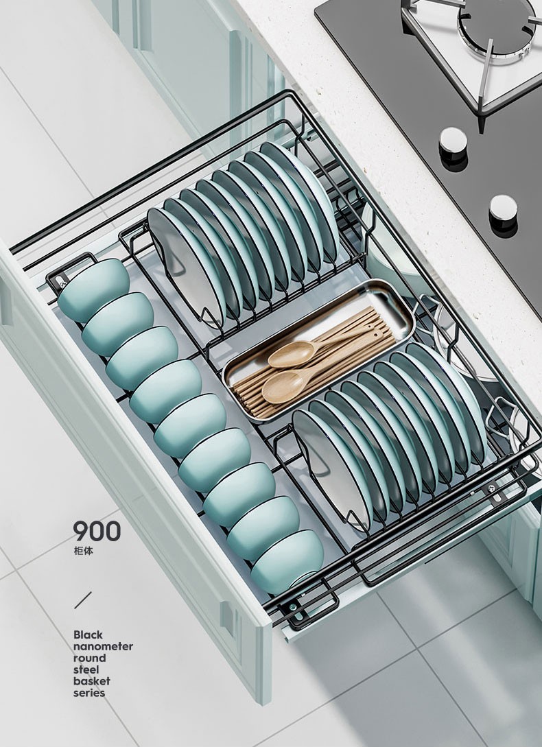 【加深加粗立体分区】太和樱花碗篮橱柜拉篮橱柜抽屉式304不锈钢锅碗