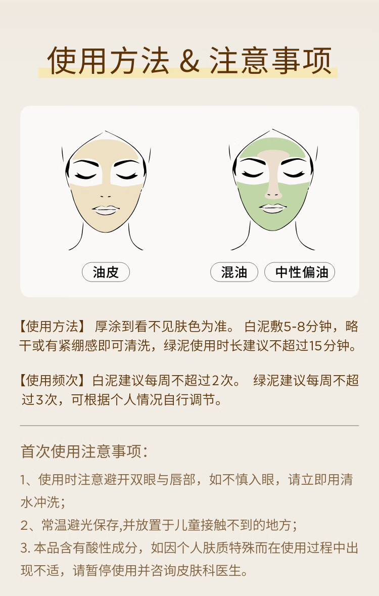光言（GLOWSIS）【光言白泥】糙米复合酸清洁泥膜清洁控油去角质涂抹 大油田力荐-白泥100g