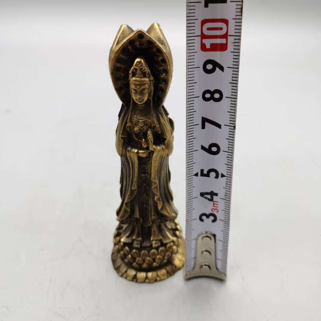 鼎盛福纯铜三面站观音佛像摆件家居供奉保平安风水 佛