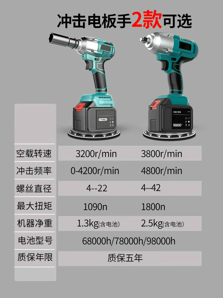 德国架子工电动扳手无刷大扭力冲击锂电板手电动风炮强力汽修专用