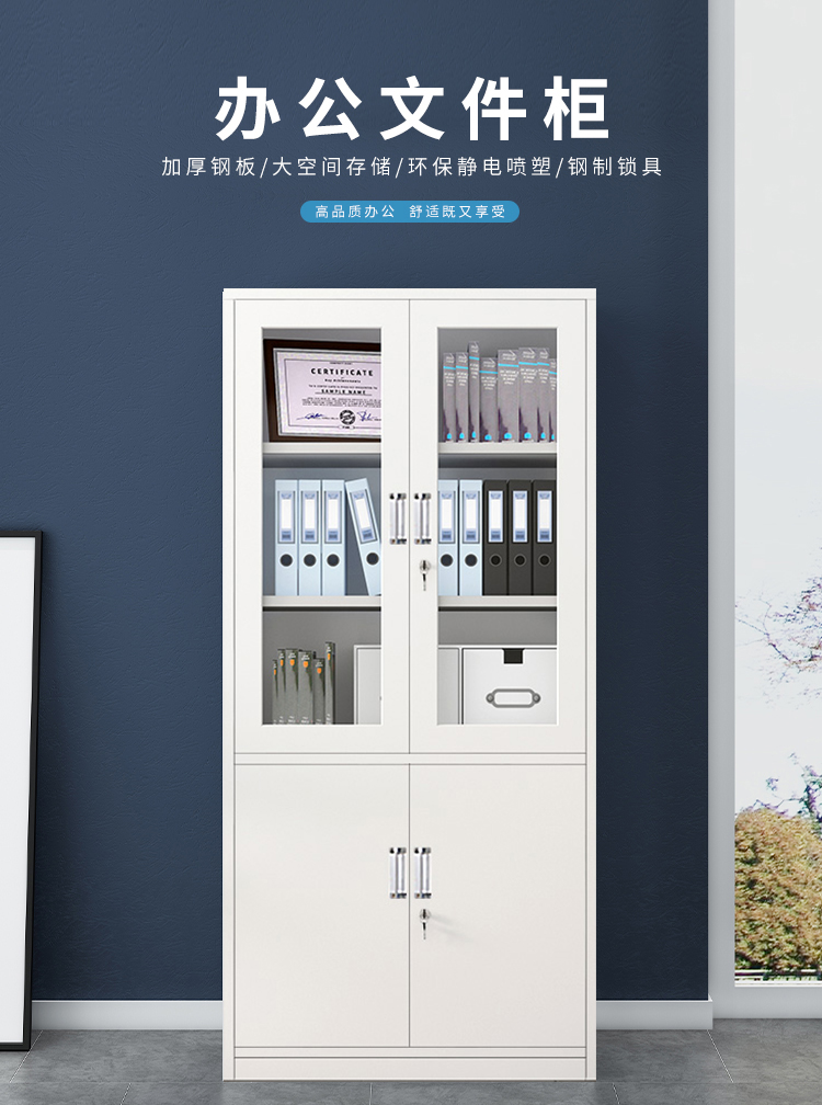 奈高文件柜办公柜钢制铁皮柜资料柜财务室档案柜票据凭证柜储物柜员工柜带锁玻璃文件柜