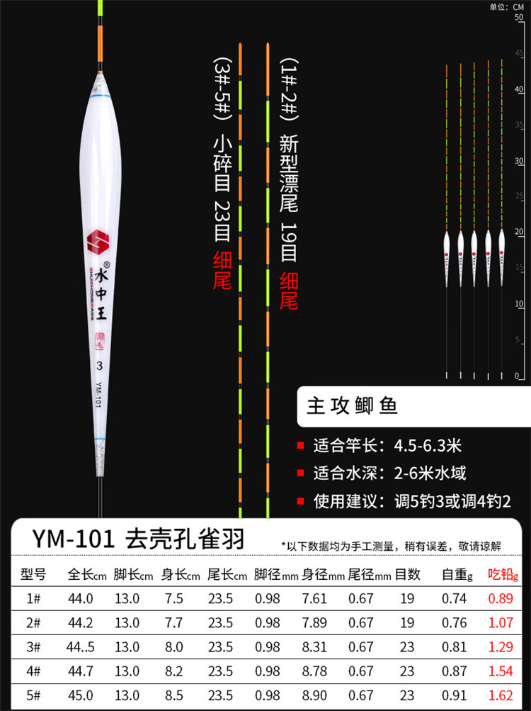 浮漂抗风浪抗走水轻口超高灵敏钓鱼立式套装纳米冰影sm04吃铅185克超