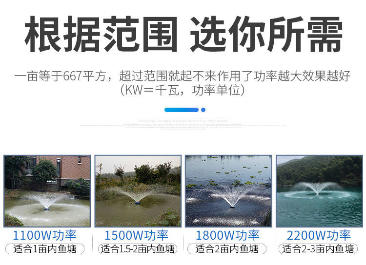 鱼塘增氧机鱼塘养殖排灌鱼塘增氧机泵浮水泵小型池塘增氧机增氧泵550w