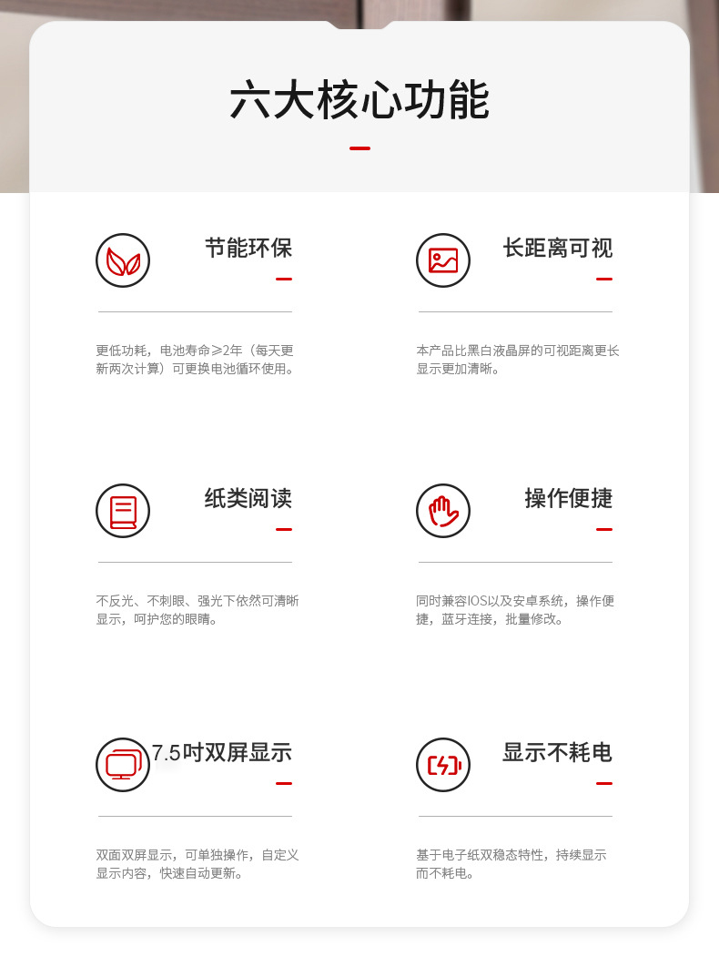 onread 无线墨水屏电子桌牌免布线无纸化智能会议桌牌台签领导会议席位卡定制台牌嘉宾职位牌 7.5寸双面屏+样品（蓝牙单机版）