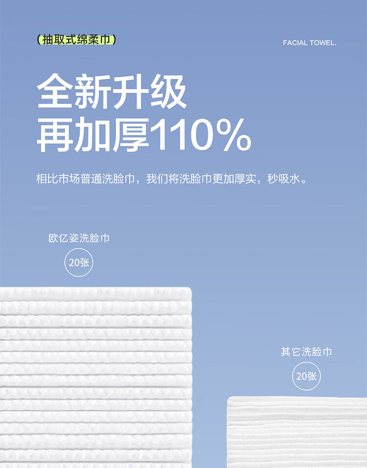 欧亿姿悬挂式洗脸巾抽取式一次性擦脸巾家庭装不掉毛擦脸专用洁面巾 1提/300g+挂钩*1 提