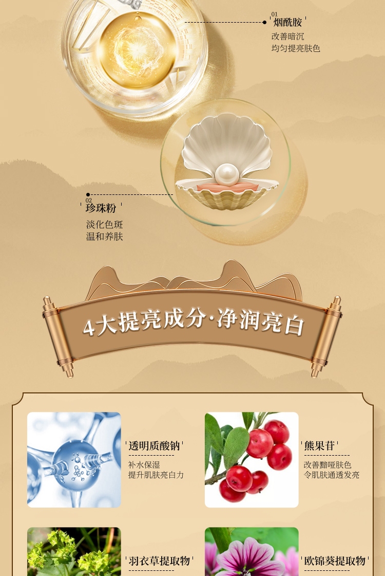 片仔癀套装 烟酰胺美白祛斑霜精华提亮肤色化妆品补水保湿水乳护肤品 臻白礼盒 (水+精华+凝露+焕肤膏)