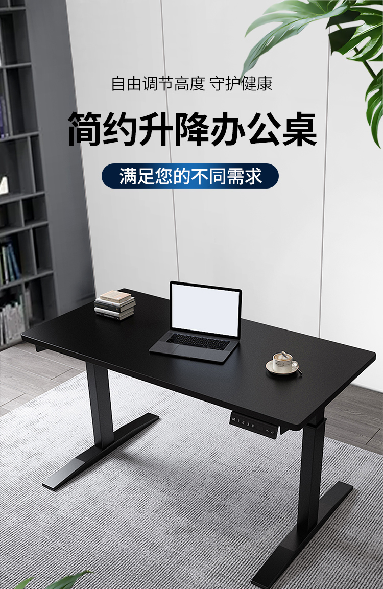奈高电动升降桌办公主管桌可升降电脑桌家用站立式工作台  1600*800*700/1200