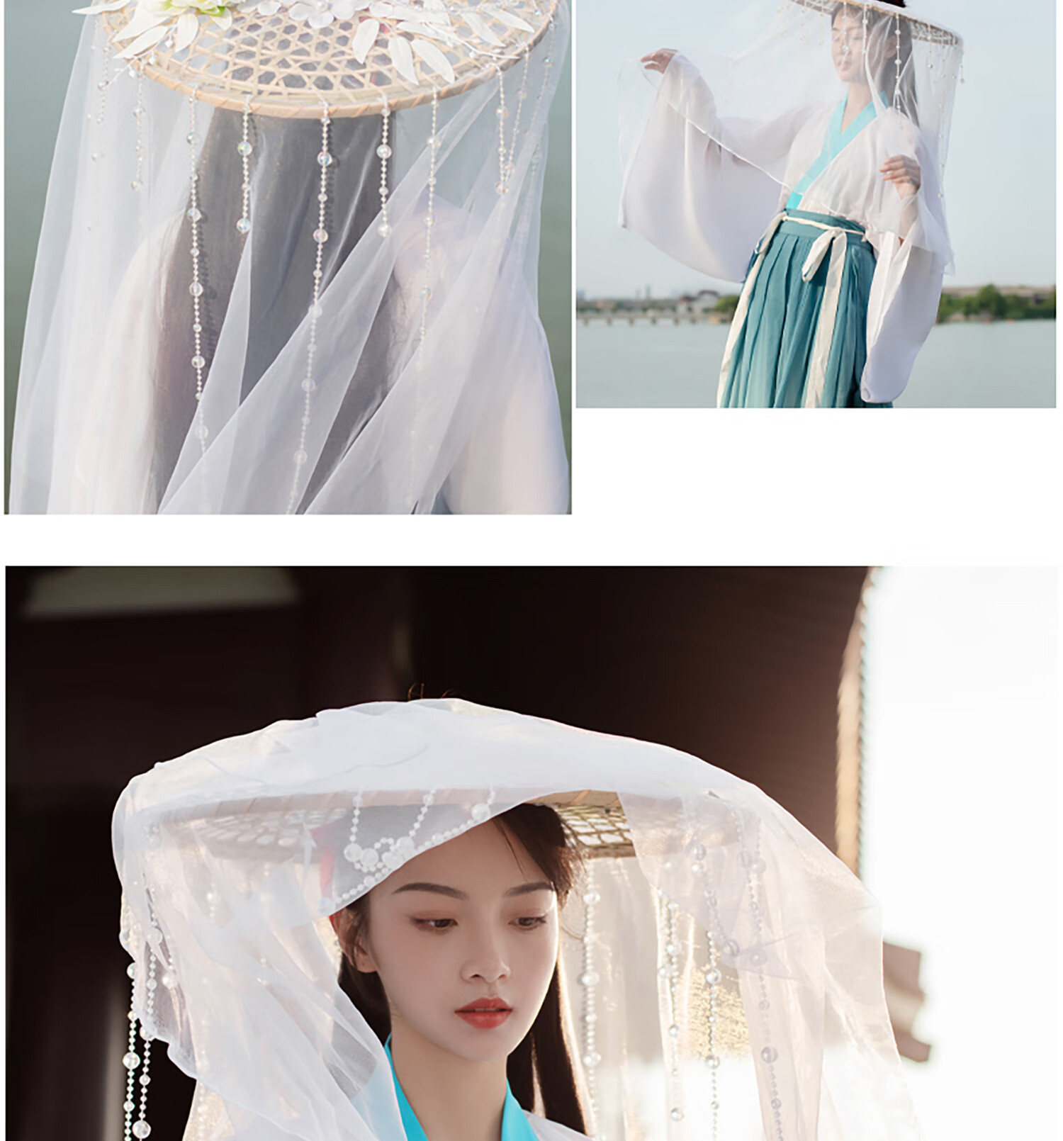 【七夕节礼物】浪莎新品防晒面纱古风影视道具侠女斗笠影楼写真斗笠女