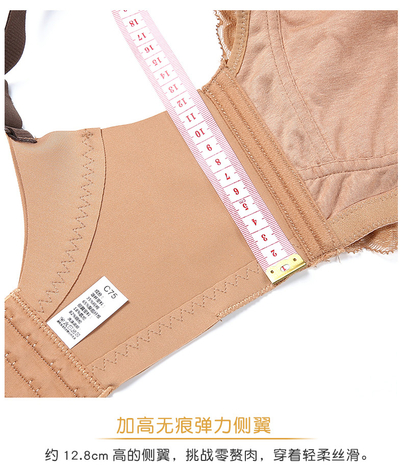 罩杯上托防下垂调整型大码无海绵无钢圈文胸收副乳提胸 茶灰色 34/75b