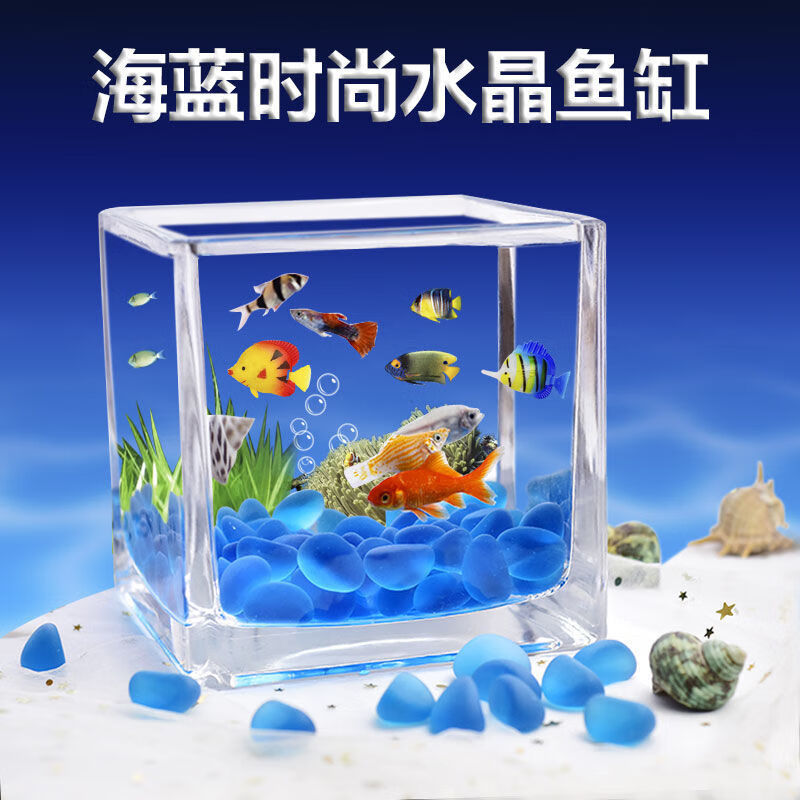 玻璃鱼缸方形超白小鱼缸造景创意水族箱金鱼缸家用办公桌乌龟缸 15x15