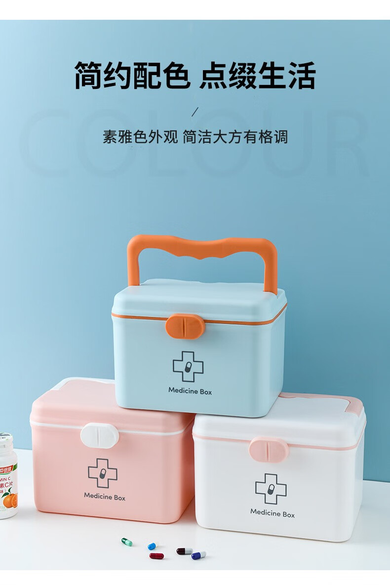 乐贝净【分层加固】家用医药箱药盒收纳小药箱多层便携儿童急救箱 欧式双层医药箱 1个 21*15*15cm
