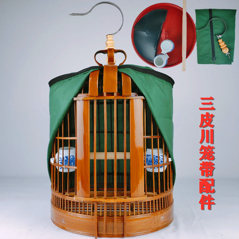 画眉鸟笼子批发凯里高档竹制八哥小鸟笼子全套配件小号特价川笼 蝴蝶