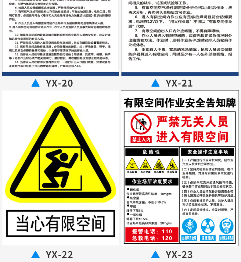 有限空间安全告知牌有限空间标识牌警示牌密闭空间受限空间风险点标志