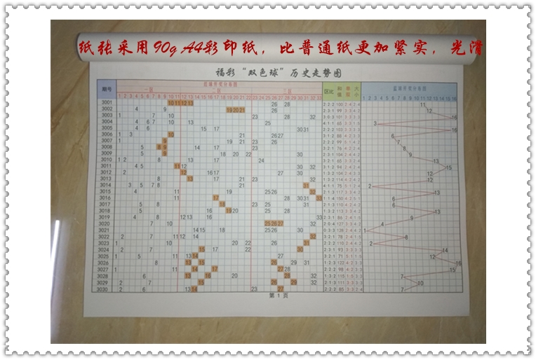 双色球走势图福彩彩票双色球历史开奖结果记录纸质版表格数据走势图本