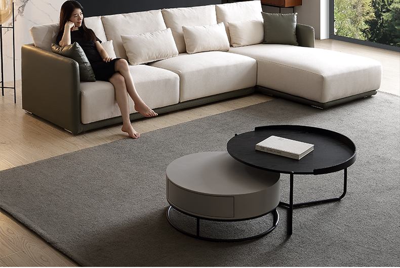 熊先森家具 2022年新款意式极简轻奢贵妃纳米科技布沙发小户型客厅北欧简约现代转角布艺沙发 单人位【88*90*85cm】 皮+磨砂科技布