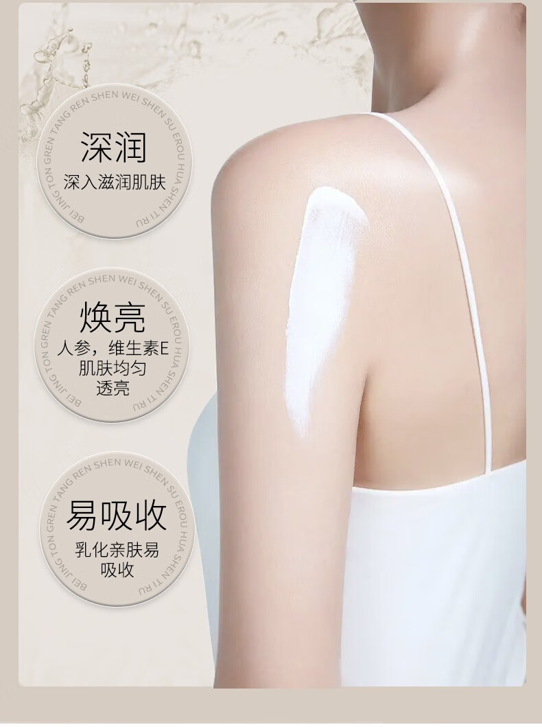 伊直美同仁堂人参维生素e乳秋冬补水保湿身体乳膏男女士儿童全身防干燥 一瓶装（500ml）