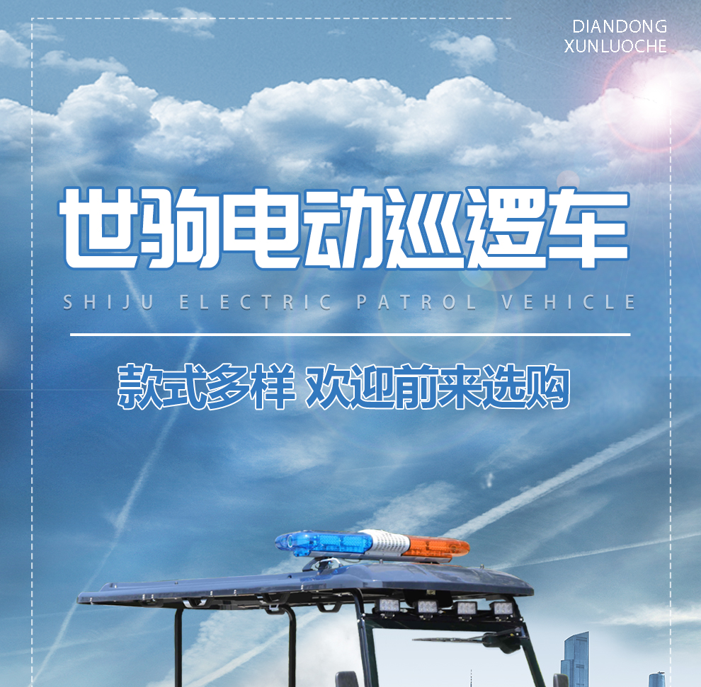 2，世駒 電動巡邏車 四輪6座敞開式巡邏車 物業社區校園機場治安巡查車 標配款