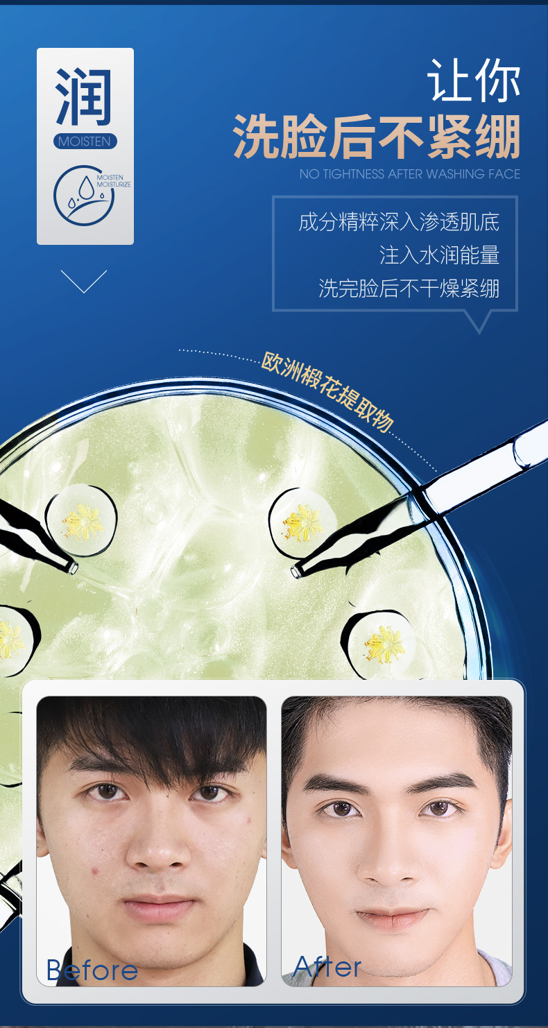 赫恩（H&E） 男士美白洗面奶控油去角质洁面乳保湿补水深层清洁套装 美白200g+美白霜50g