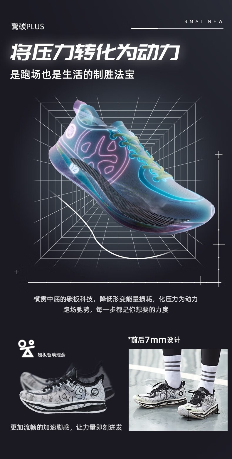 专业跑步鞋_bmai 必迈 Mile 42k 惊碳plus 女子跑鞋 XRMF010 白色 37