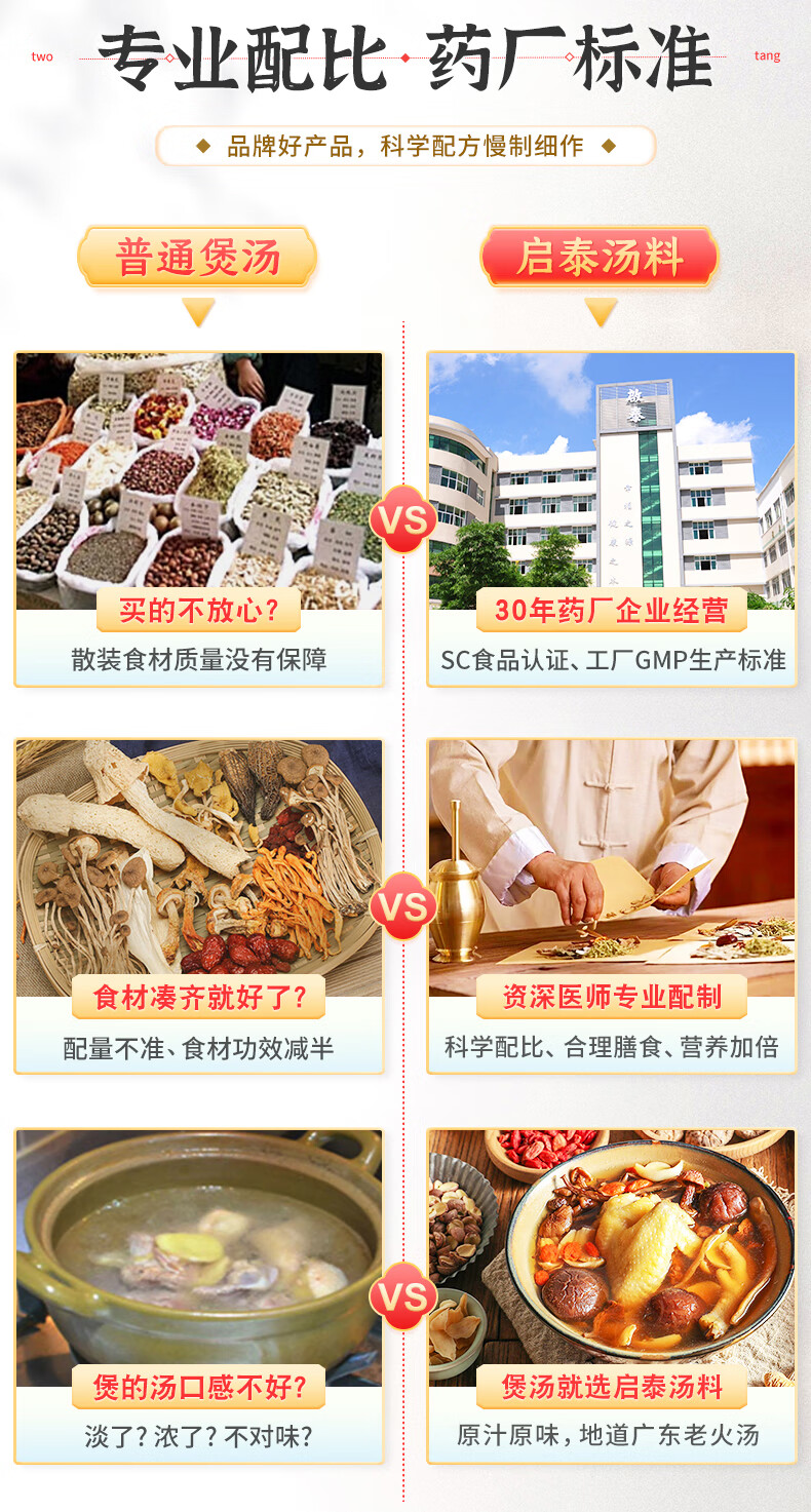 香港启泰 煲汤材料春季全家养生汤料包6袋炖鸡汤料包广东老火靓汤食材