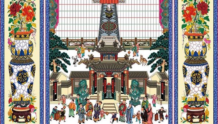 仿古手绘挂画家堂轴子布料家谱祖宗老式族谱宗谱图卷轴画手工供奉