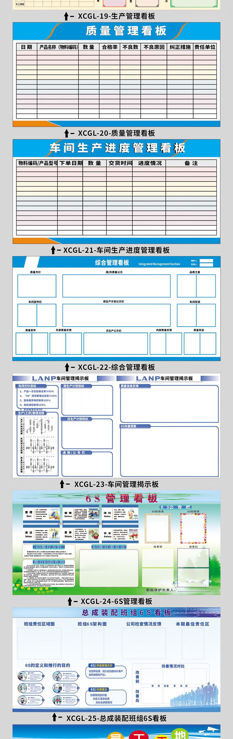 6s车间工厂企业公司现场精益生产仓库管理知识体系宣传看板5s与目xcgl