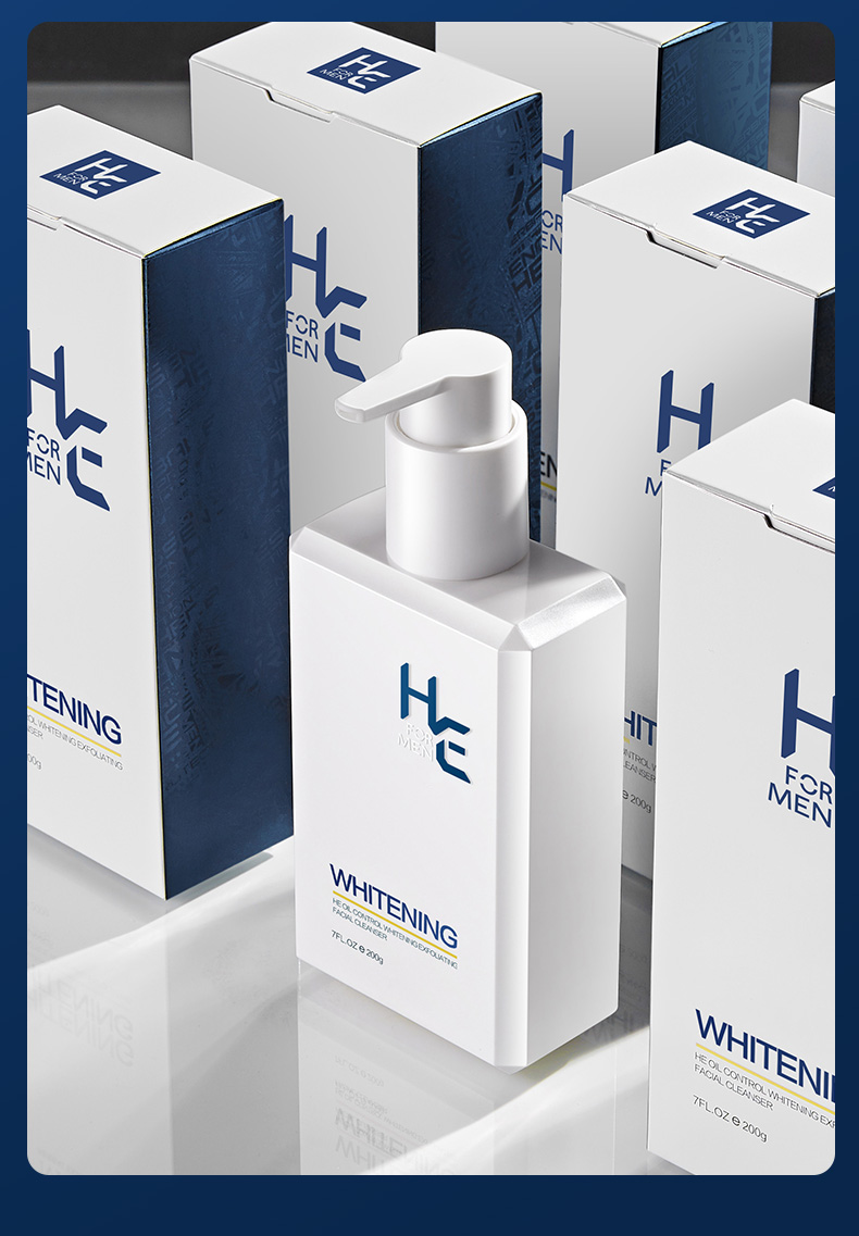 赫恩（H&E） 男士美白洗面奶控油去角质洁面乳保湿补水深层清洁套装 美白200g+美白霜50g