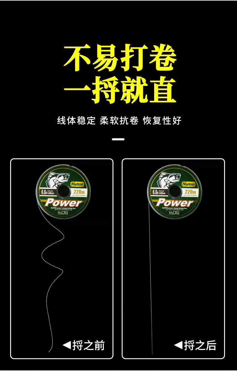 5，魚線尼龍線釣線主線子線遠投線 拋竿線海竿線漁具 透明子線 220米 -1個裝 1.5號