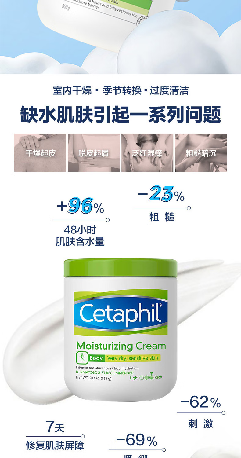佰氏佳品加拿大进口 丝塔夫CetaphiI大白罐保湿霜身体润肤乳 秋冬宝宝儿童 【大白罐】保湿霜550g*1