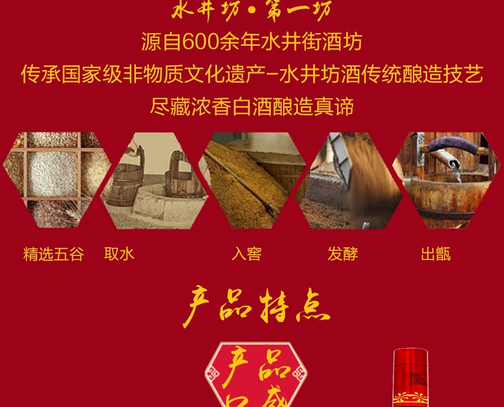 38水井坊鸿运装浓香型白酒500ml单瓶装