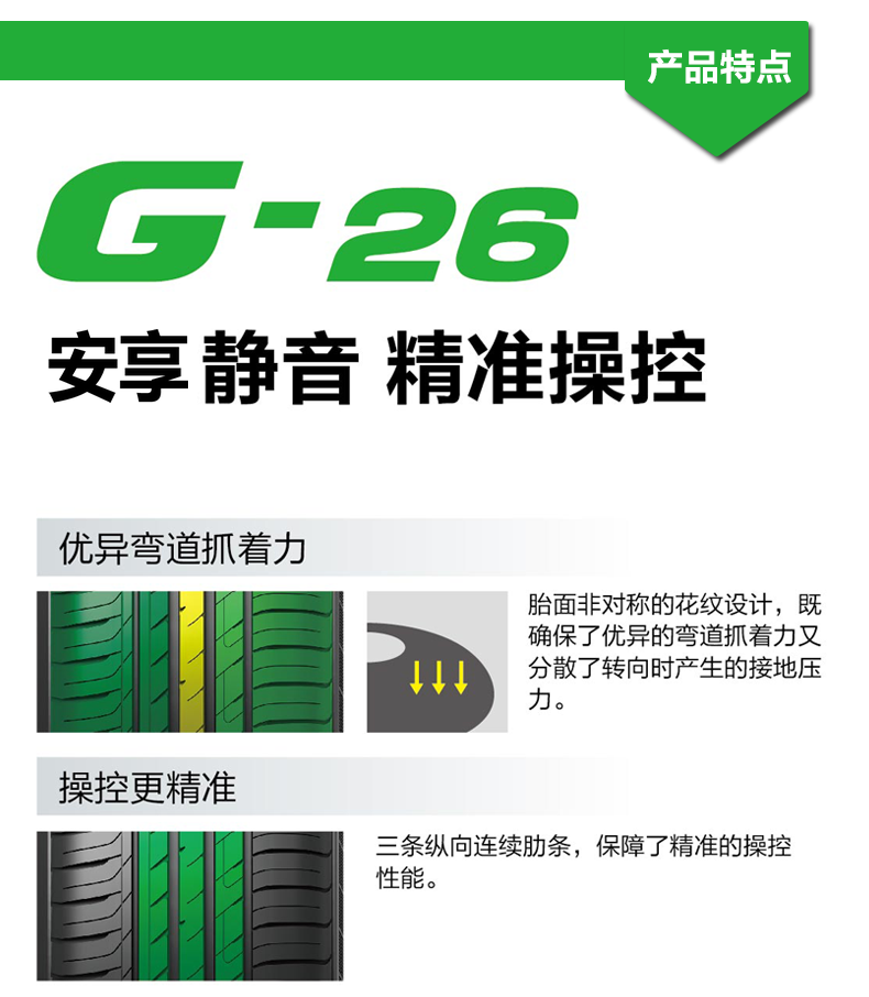 goodtrip瑞途汽车轮胎静音高性能g26适配23545r1898wxl