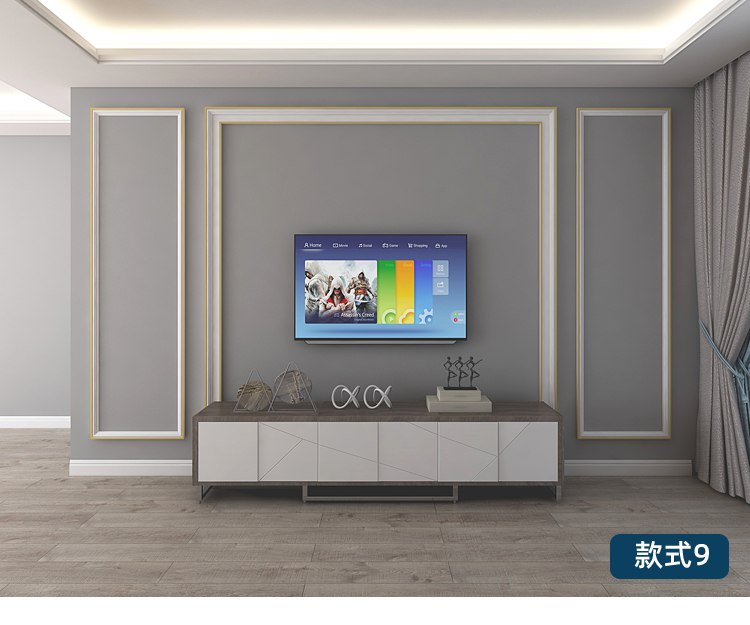 电视背景墙边框金属铝合金欧美式实木线条白色沙发墙面装饰木线条一米