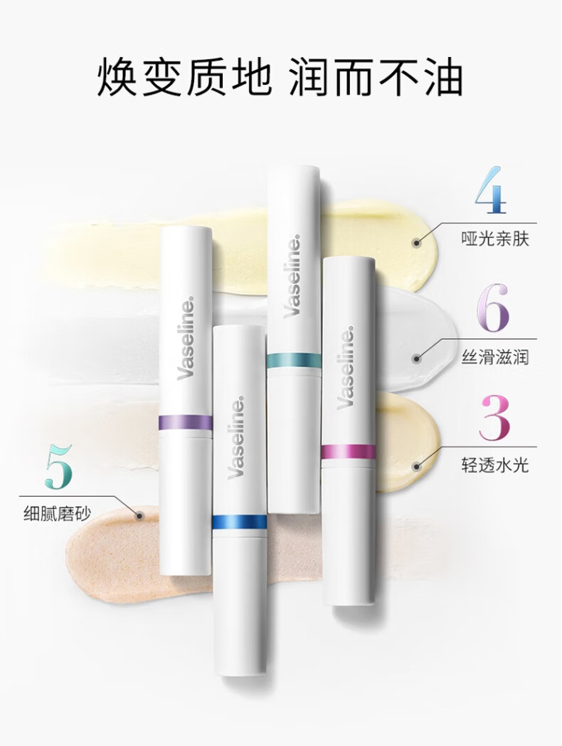 凡士林 润唇膏 (Vaseline)保湿滋润精华焕亮锁水温和滋养弹润护唇膏 数字唇膏4号舒缓特护1.8g+6号淡纹弹润1.8g