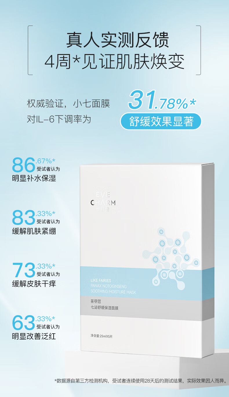 伊肤泉七泌舒缓保湿面膜 小七面膜 修护敏感肌 5片/盒