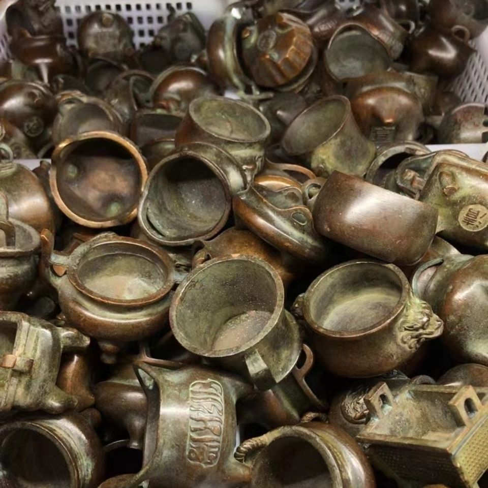 古玩铜香炉批发古董真品旧货捡漏宣德炉双耳炉仿古地摊老物件 圆形