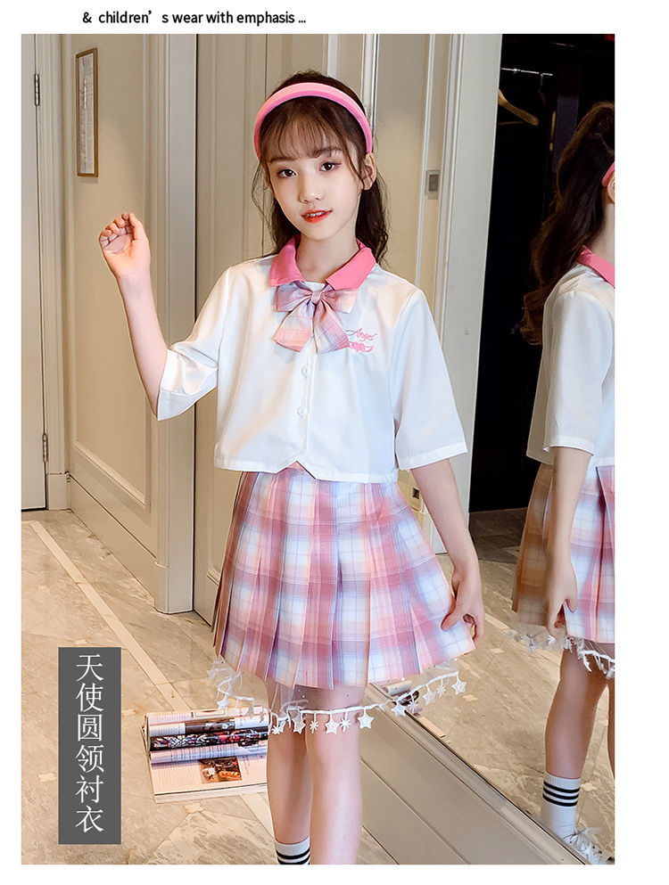 小黄鸭jk制服小学生儿童jk制服12岁全套学院风同款粉蝶jk套装甜美荷叶