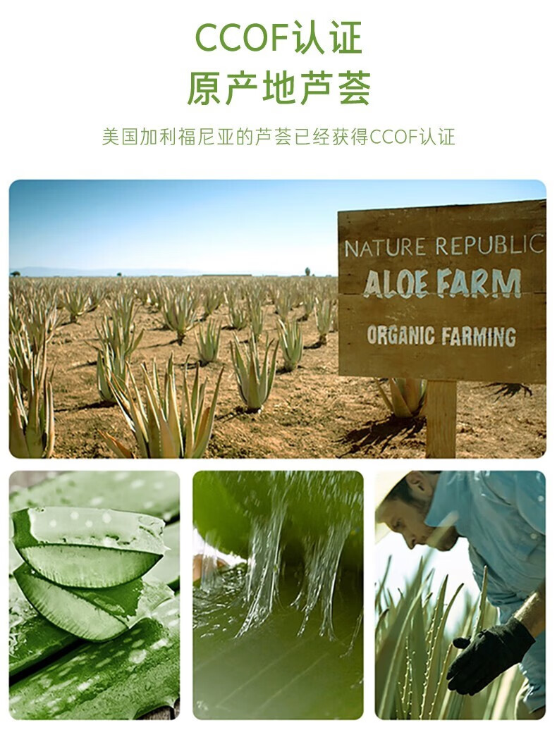 自然乐园（NATURE REPUBLIC）芦荟胶抗痘淡印舒缓保湿凝胶全身面部秋冬季补水晒后修护 300ml一罐装