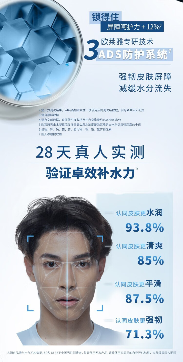欧莱雅男士爽肤水护肤品保湿滋润补水凝露须后水清爽夏季不黏腻 【店长推荐】水凝露50ml*3瓶