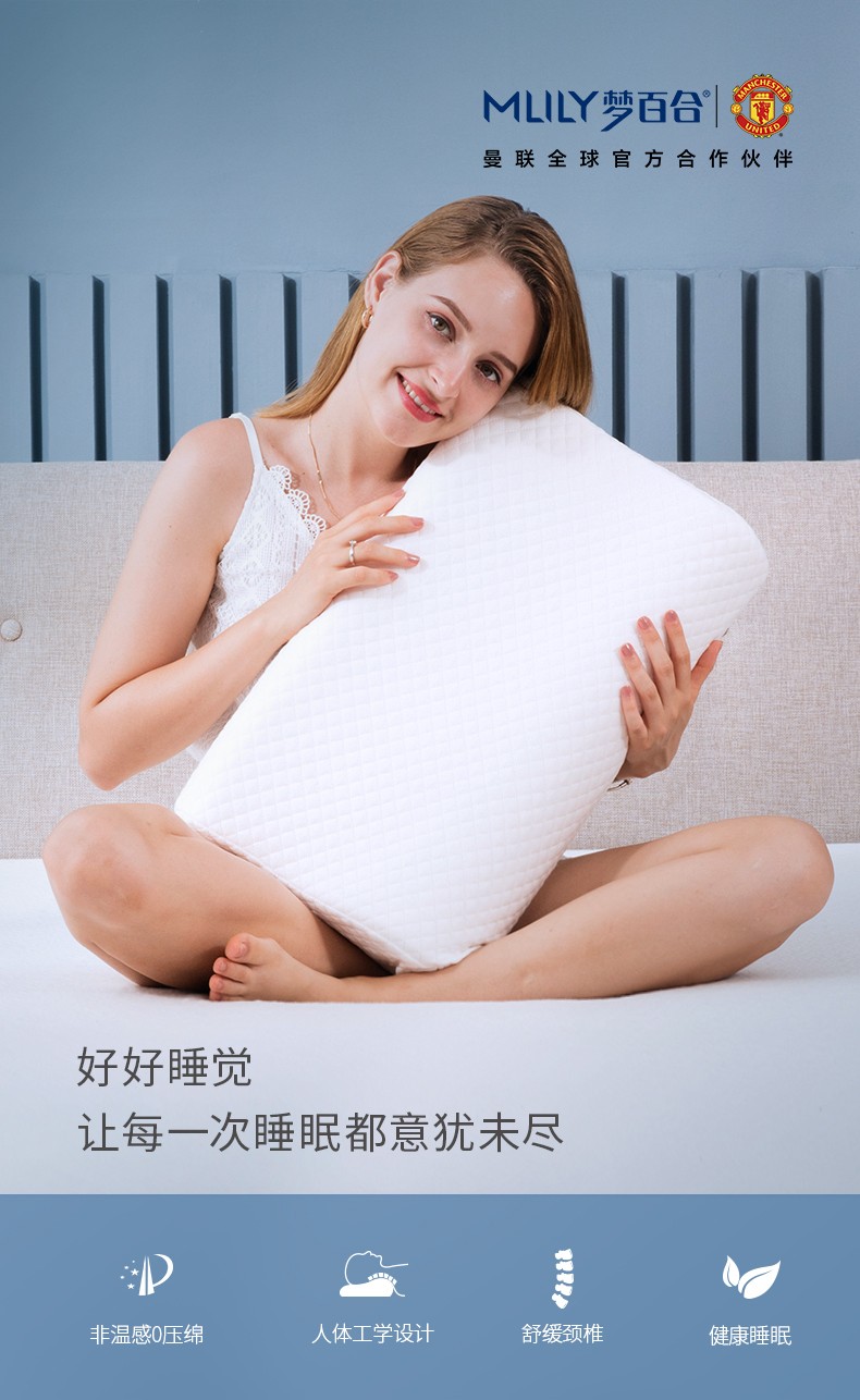 梦百合 零压记忆枕颈椎枕 慢回弹 经典高低枕 经典高低对装枕（50*30*10/7cm）