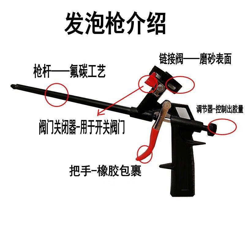全金属发泡枪发泡胶枪聚氨酯泡沫填缝剂通用工具发泡剂填缝枪免洗 免