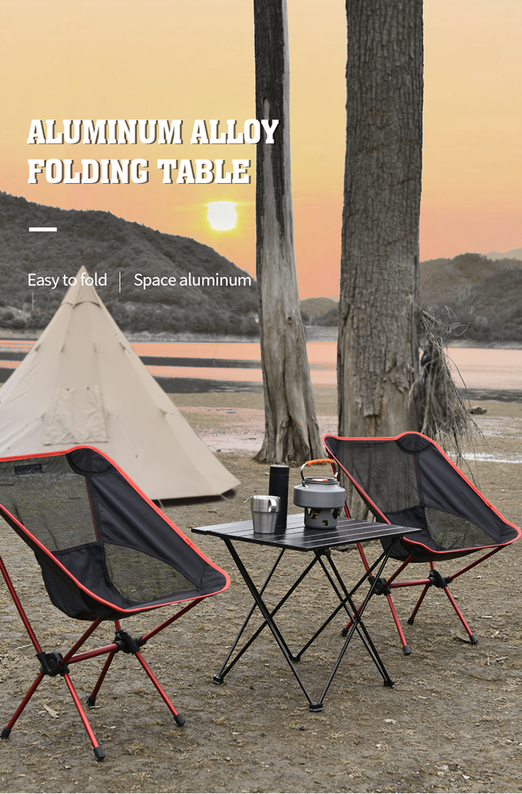 黎尧户外折叠桌子桌椅套装组合小型便携式登山露营桌海边烧烤野营桌铝合金桌子自驾游车载广告宣传夜市摆摊桌 升级款-小号40*35*29cm