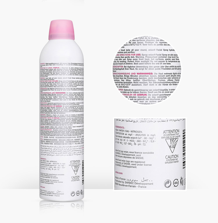 法国原装进口 依云（evian) 天然矿泉水喷雾 补水保湿 滋润肌肤 300ml /瓶 进口精选 【300ml】