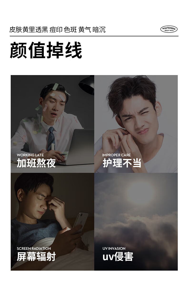 麦芙迪（MANFRIEND）男士护肤品淡痘补水保湿控油美白洗面奶套装礼盒情人节礼物送男友 美白套装礼盒3件套