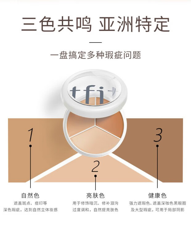 Tfit媞妃特三色遮瑕膏隐形毛孔修饰肤色妆前打底多效提亮肤色韩国 TFIT三色遮瑕膏