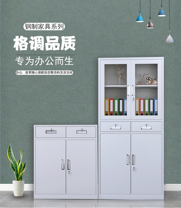 艾美信文件柜铁皮档案柜钢制加厚文件柜财务室带锁凭证柜储物办公资料柜中二斗器械柜 中二斗器械柜 加厚款