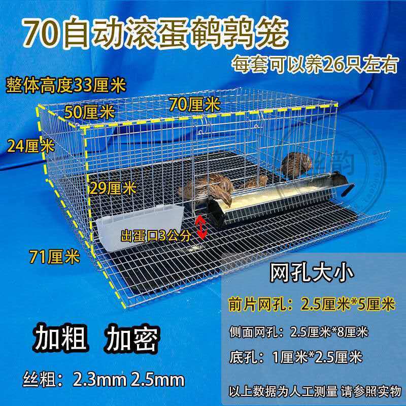 滚蛋笼清理卫生方便鹌鹑养殖笼 长宽高90 50 29cm 笼子加1个水杯食棤