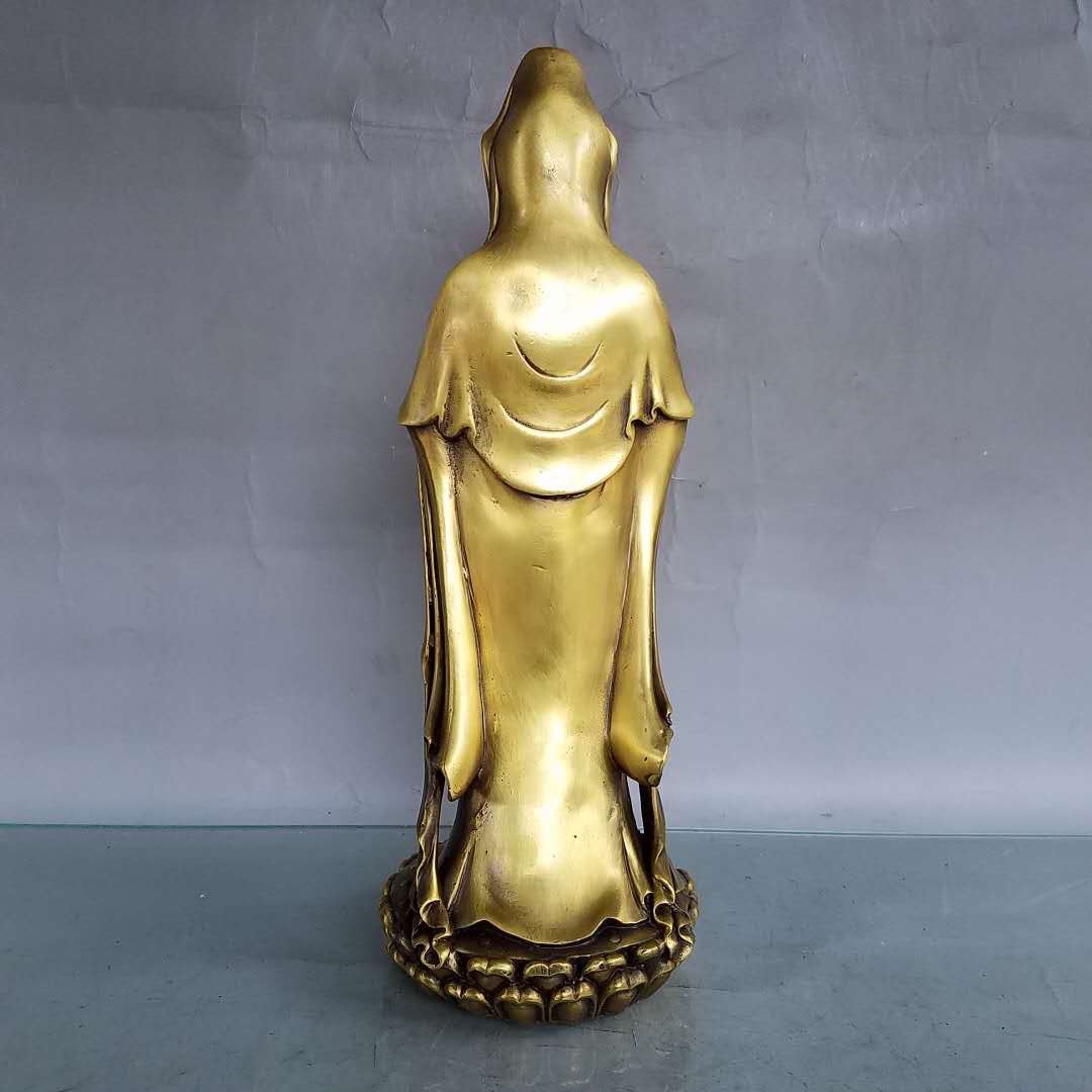 鼎盛福纯铜观音佛像家用供奉送子风水保平安南海观世音菩萨摆件 骑龙