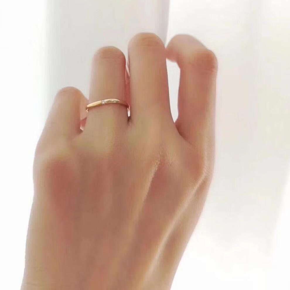 lomazoo 韩国方形戒指素圈女方形520小方戒指简约个性小方圈钻戒情侣